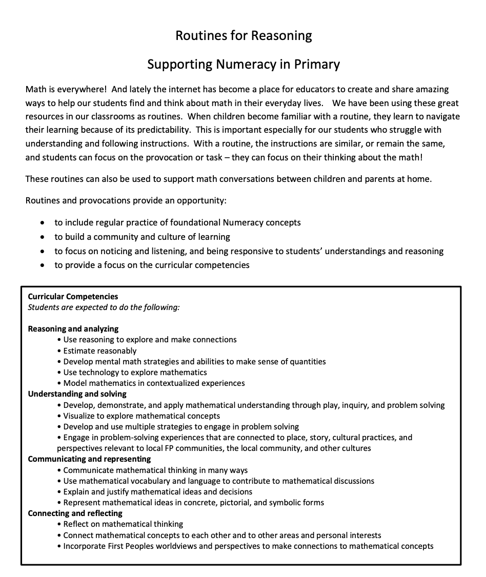 Routines for Reasoning Early Years pic