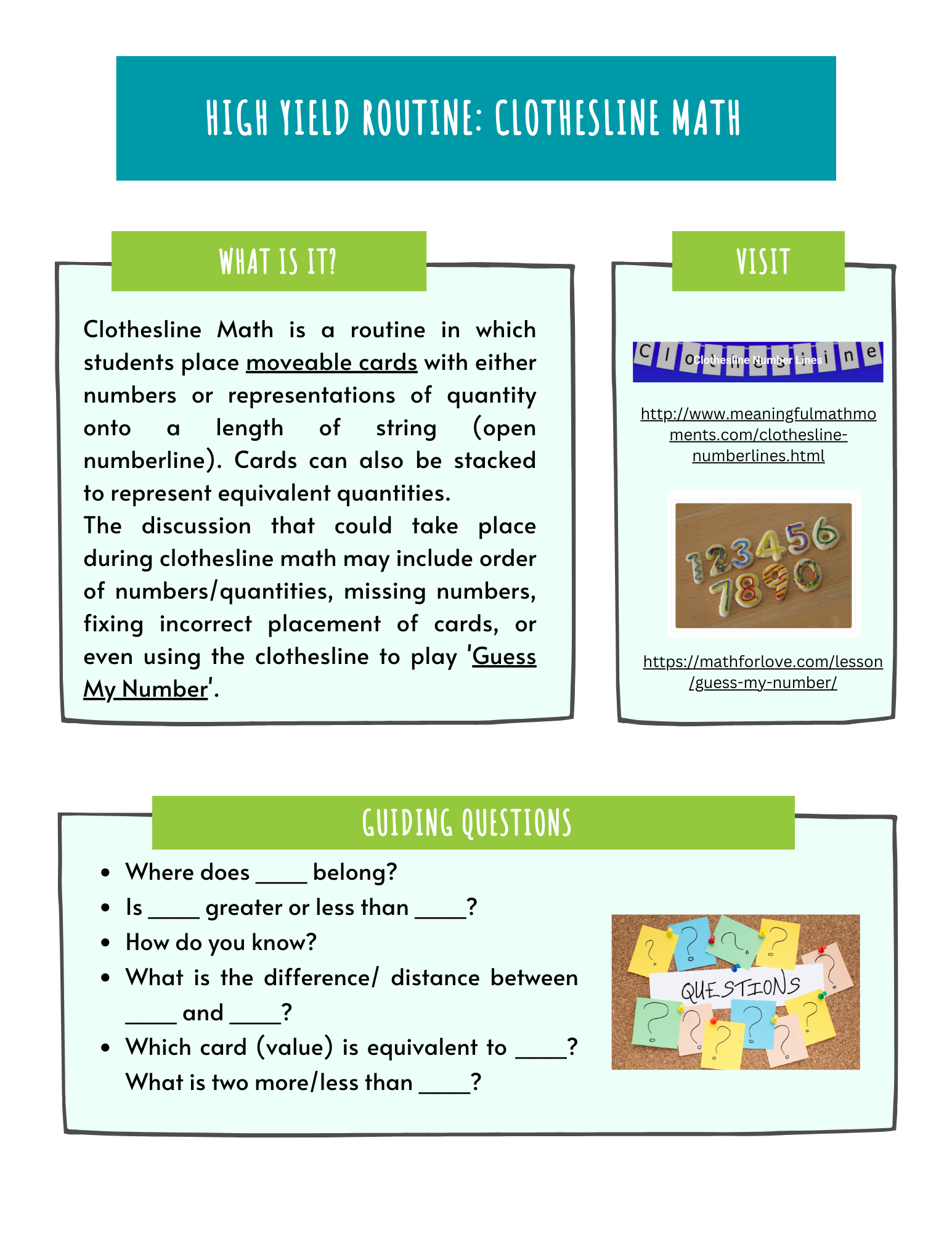 Clothesline Math High Yield Routine